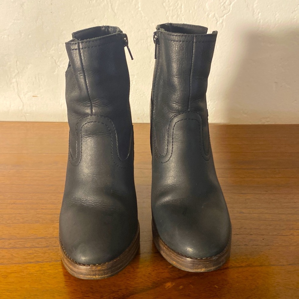 Lucky Brand Womens Quintei Ankle Leather Platform Boots Black 5.5